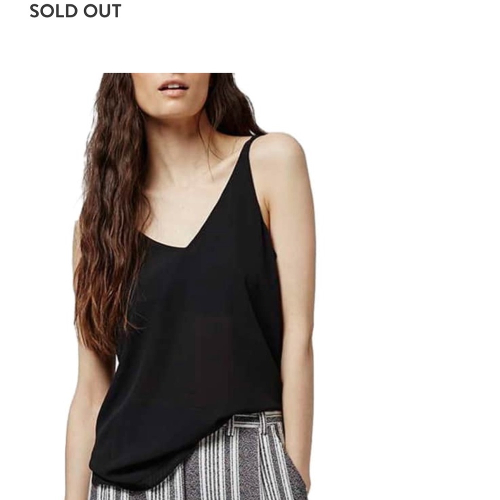 Topshop Double Strap V-Back Camisole in Black